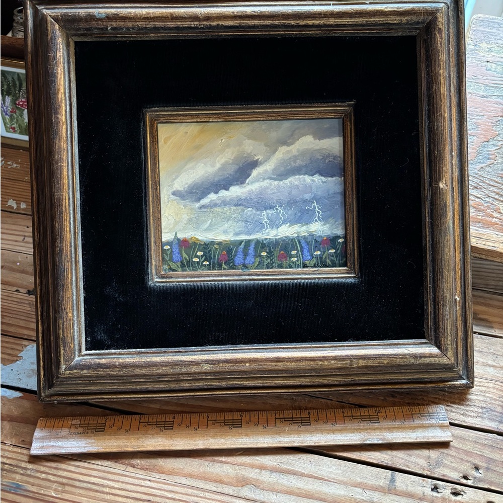 Original Thunderstorm Painting with Vintage Frame - Picture 6 of 11